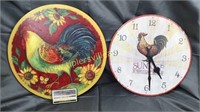 Rooster lazy susan and kitchen clock