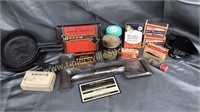 Group of vintage medicine tins and household item
