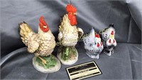 Chicken figurines and salt shakers