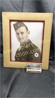 Vintage army portrait in leather frame
