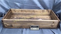Wood tray with metal handles
