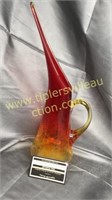 Crackle glass amberina pitcher