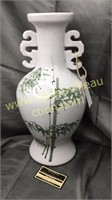 Heavy pottery bamboo painted vase