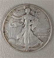 1938 Walking Liberty Silver Half Dollar
