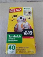 New glad Star Wars design sandwich bags 40 in