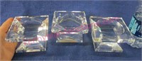 3 signed oleg cassini crystal short candle holders