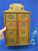 old 8-drawer wooden wall cabinet - 20in tall