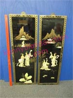 2 oriental black lacquer wall plaques (3of5)