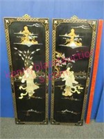 2 oriental black lacquer wall plaques (5of5)
