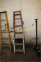 Six ft. wood step ladder and 2 ft. step stool