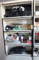 Cabinet and contents - radios and misc. parts