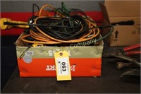 Lot:  Extension cords and drop light