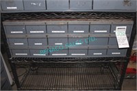 1X,34"x12"x10.5"H, 18-DRAWER PARTS CAB. W/ CONTENT