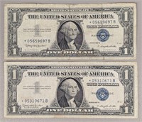 Two *STAR NOTE* 1957-B $1 Silver Certificates