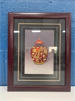 Embroidered Chinese Dragon Urn Framed Art