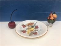 Blown Glass Apple, Rooster, Large Bird Plate