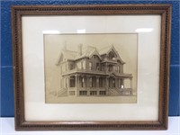 Vintage Print of Victorian House