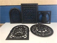 Lot of 5 Cast Iron Victorian Register Covers