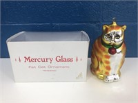 Department 56 "Mercury Glass" Fat Cat Ornament