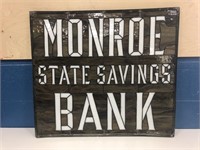 Vintage Monroe State Savings Bank Stain Glass Sign