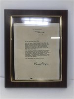 Signed Ronald Reagan Presidential Letter