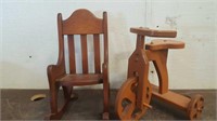 Wooden Decor Rocking Chair & Tricycle