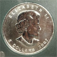2007 5 Dollar Elizabeth II 9999 Fine Silver