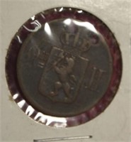 1877 Norway Bronze 2 Ore