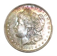 1887 BU Rainbow Toned Morgan Silver Dollar