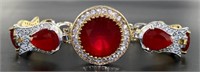 Vintage Style 22.55 ct Round & Pear Ruby Bracelet