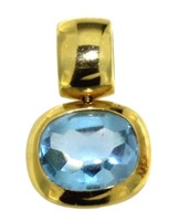 18kt Gold Natural 6.44 ct Swiss Blue Topaz Pendant