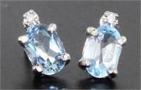 Beautiful Blue Topaz & Diamond Earrings