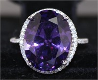 Brilliant Oval 8.70 ct Amethyst Solitaire Ring