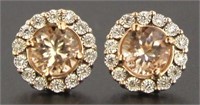 14kt Rose Gold 1.88 ct Morganite & Diamond Earring