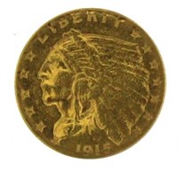 1915 Indian Head $2.50 Gold Piece