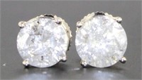14kt Gold Brilliant 2.22 ct Diamond Stud Earrings