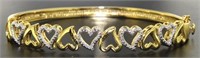 Beautiful Diamond Accent Heart Bangle Bracelet