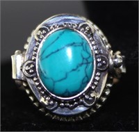 Natural Cabochon Turquoise Keepsake Ring