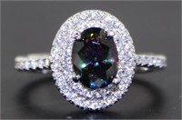 Oval 2.20 ct Mystic Topaz Double Halo Ring