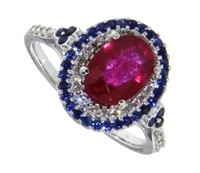 14kt Gold 2.35 ct Ruby-Sapphire & Diamond Ring