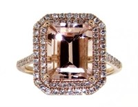 14kt Rose Gold 3.50 ct Morganite & Diamond Ring