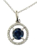 14kt Gold 3/4 ct Fancy Blue Diamond Necklace