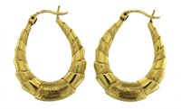 14kt Gold Elongated Large Hoop Earrings
