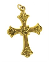 14kt Gold Antique Large Cross Pendant
