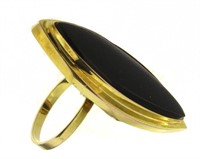 10kt Gold Vintage XL Marquise Onyx Estate Ring