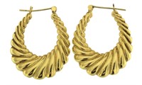 14kt Gold Very Large Shell Hoop Earrings