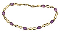 14kt Gold Natural Amethyst Tennis Bracelet