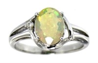 Natural Oval 1.31 ct Fire Opal & Diamond Ring