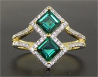 Princess Cut 2.00 ct Double Emerald Ring