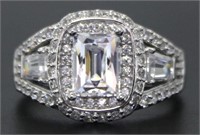 Emerald Cut 2.85 ct White Topaz Designer Ring
